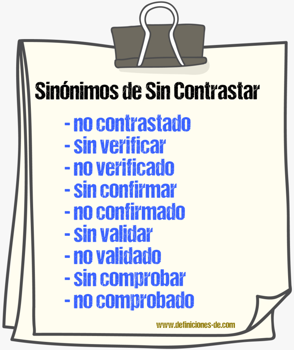 Sinónimos de sin contrastar