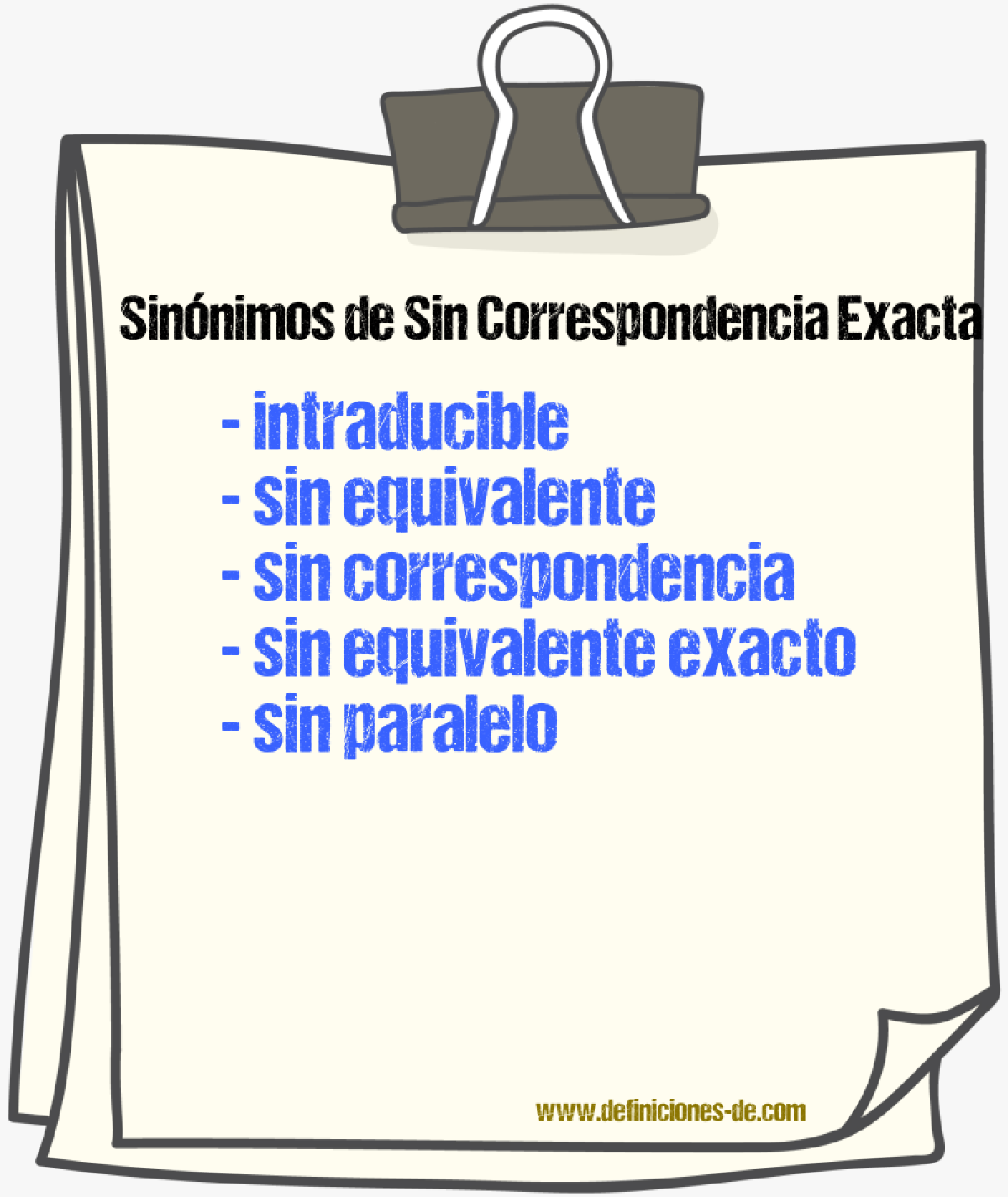 Sinónimos de sin correspondencia exacta