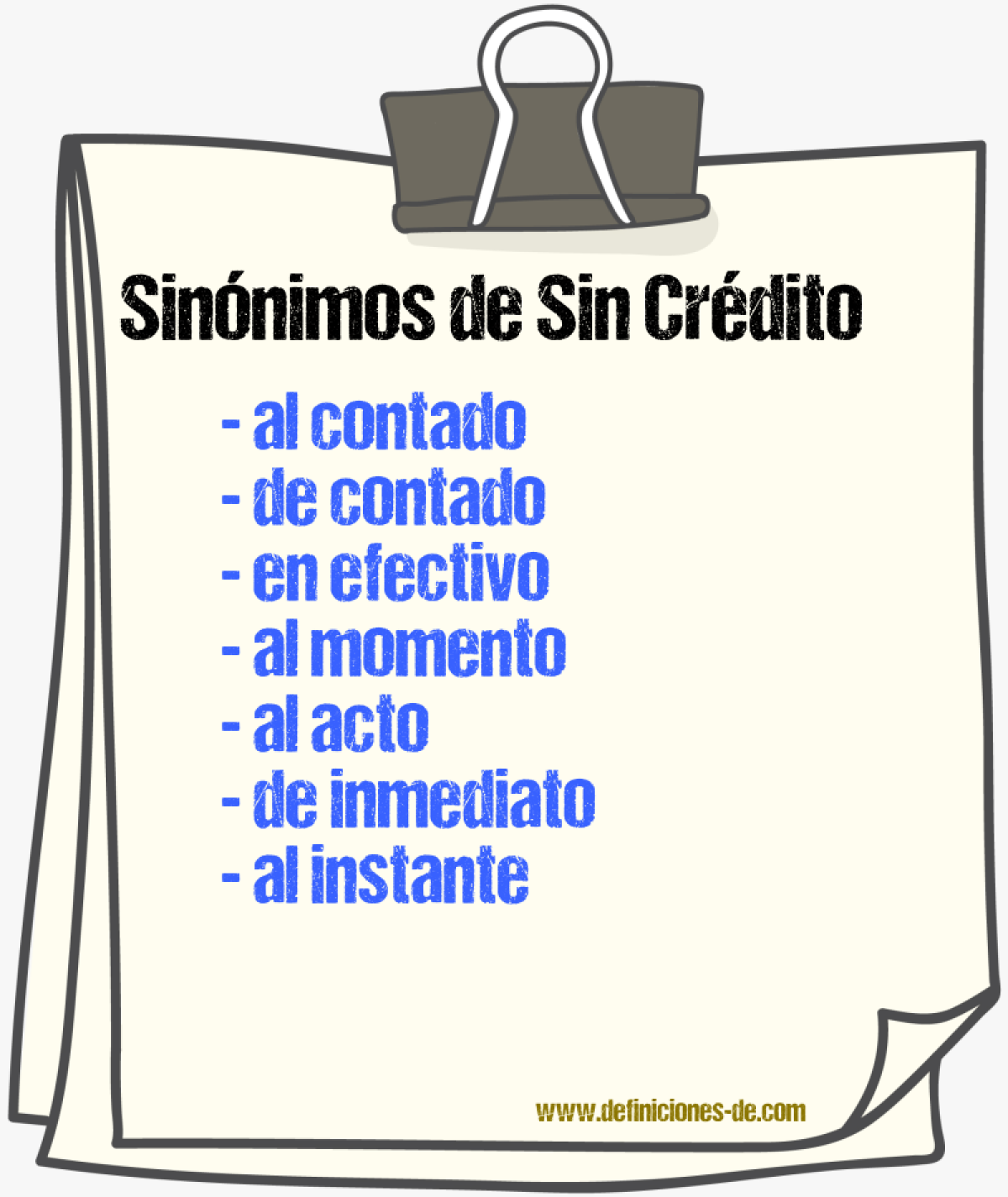 Sinónimos de sin crédito