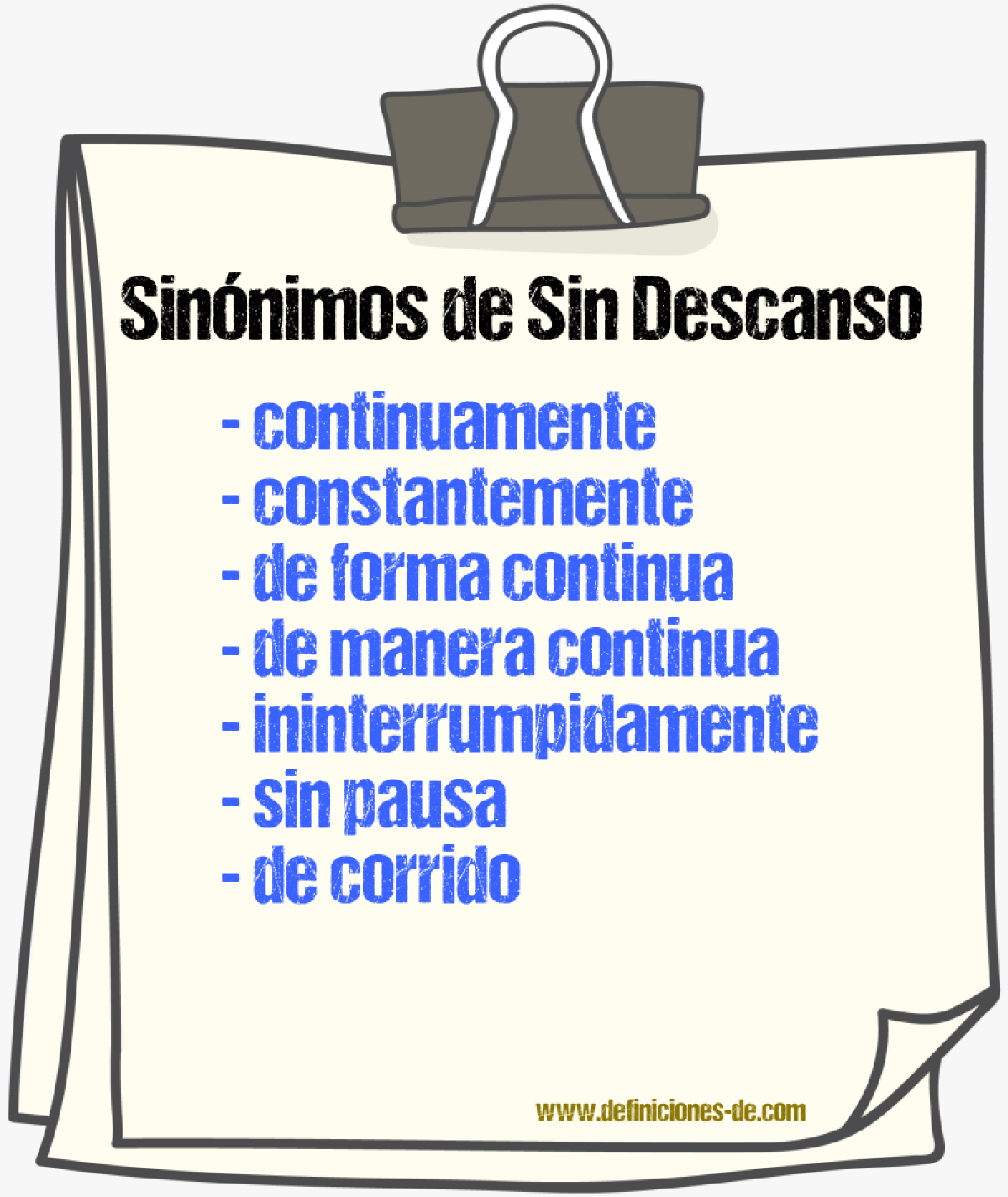 Sinónimos de sin descanso