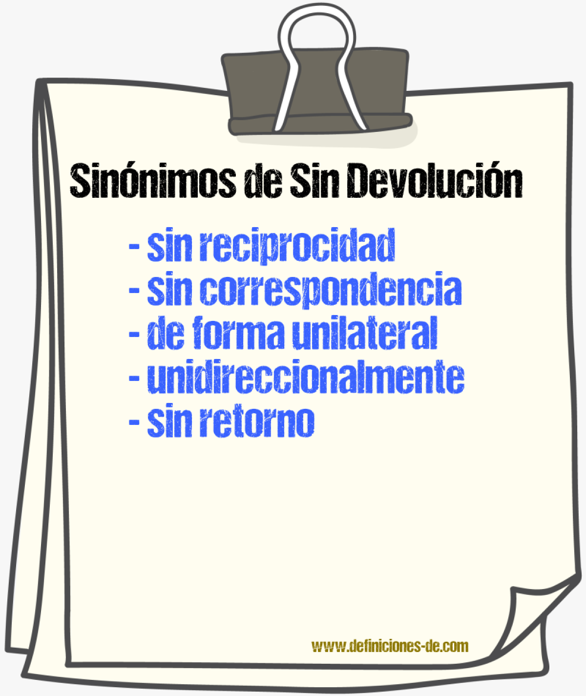 Sinónimos de sin devolución