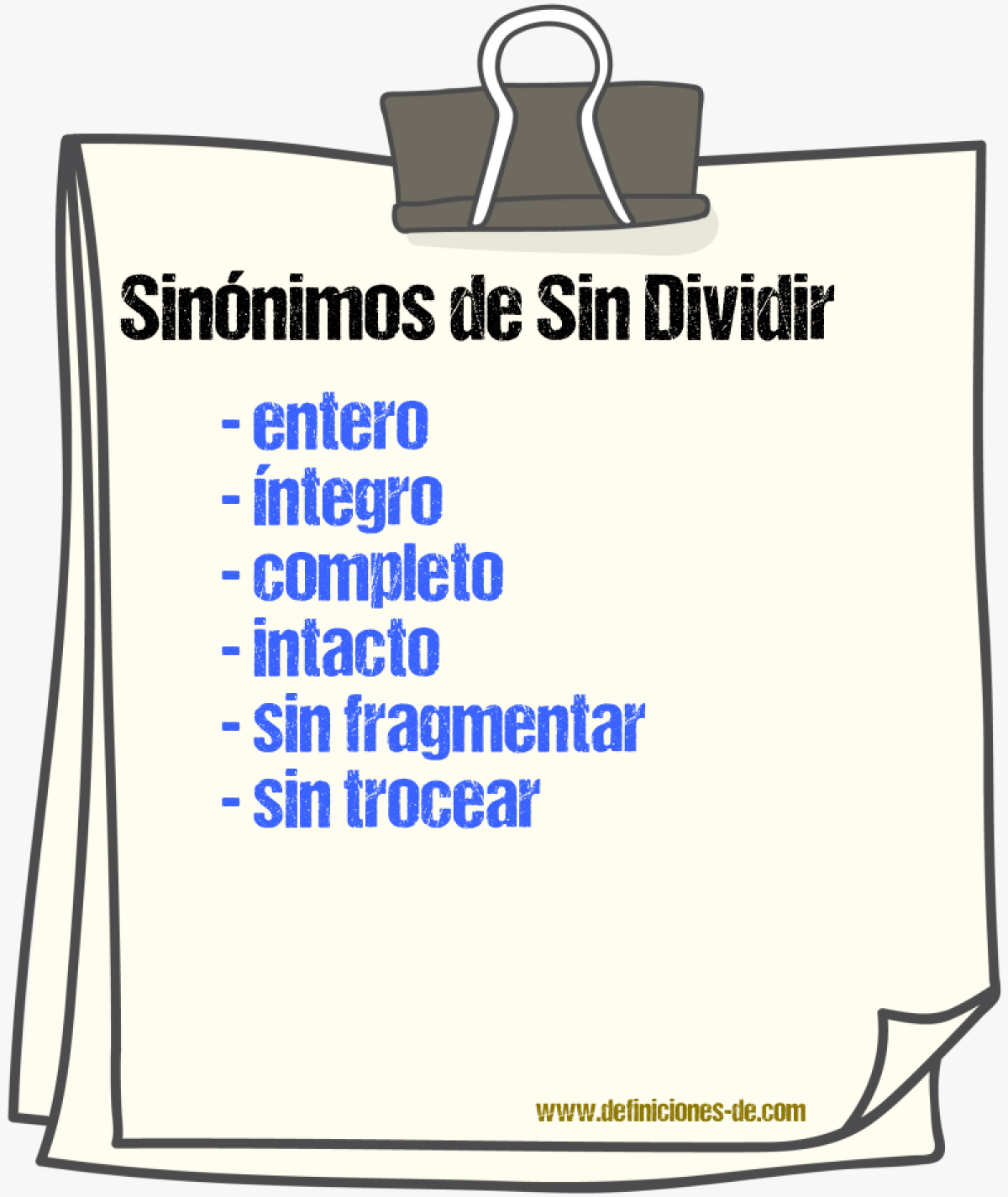 Sinónimos de sin dividir