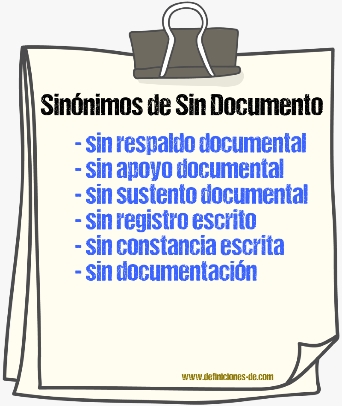 Sinónimos de sin documento