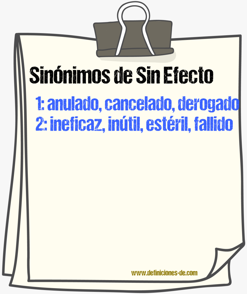 Sinónimos de sin efecto