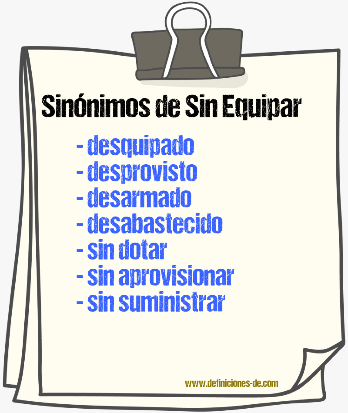 Sinónimos de sin equipar