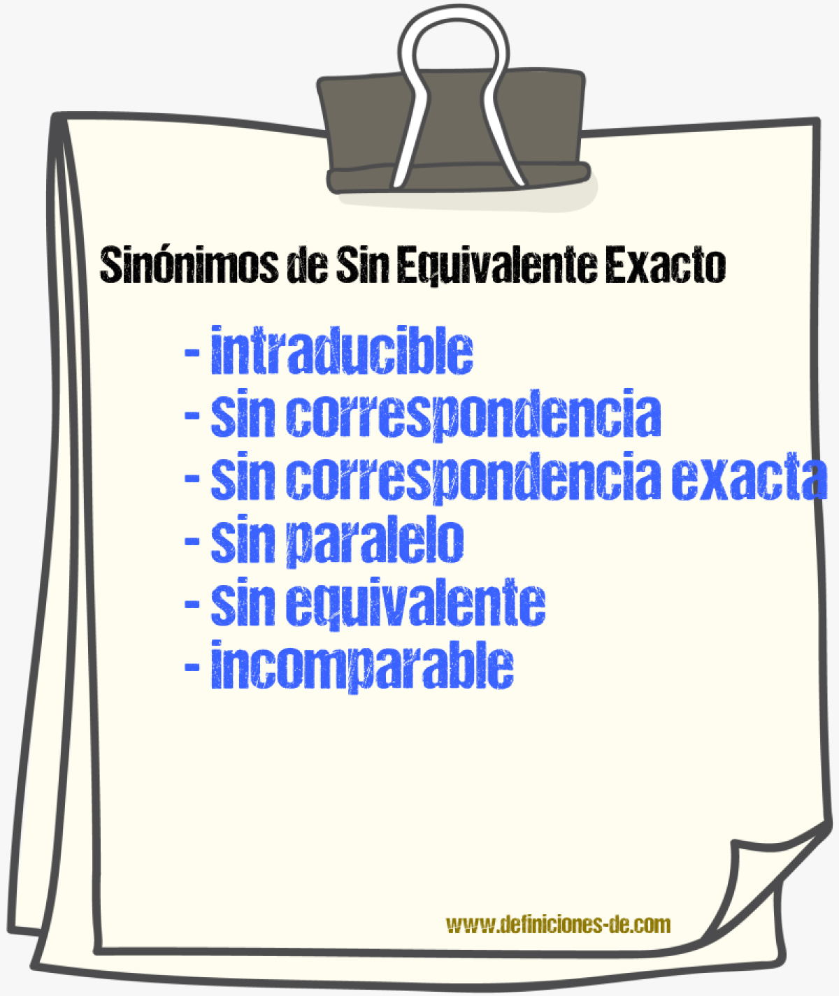 Sinónimos de sin equivalente exacto