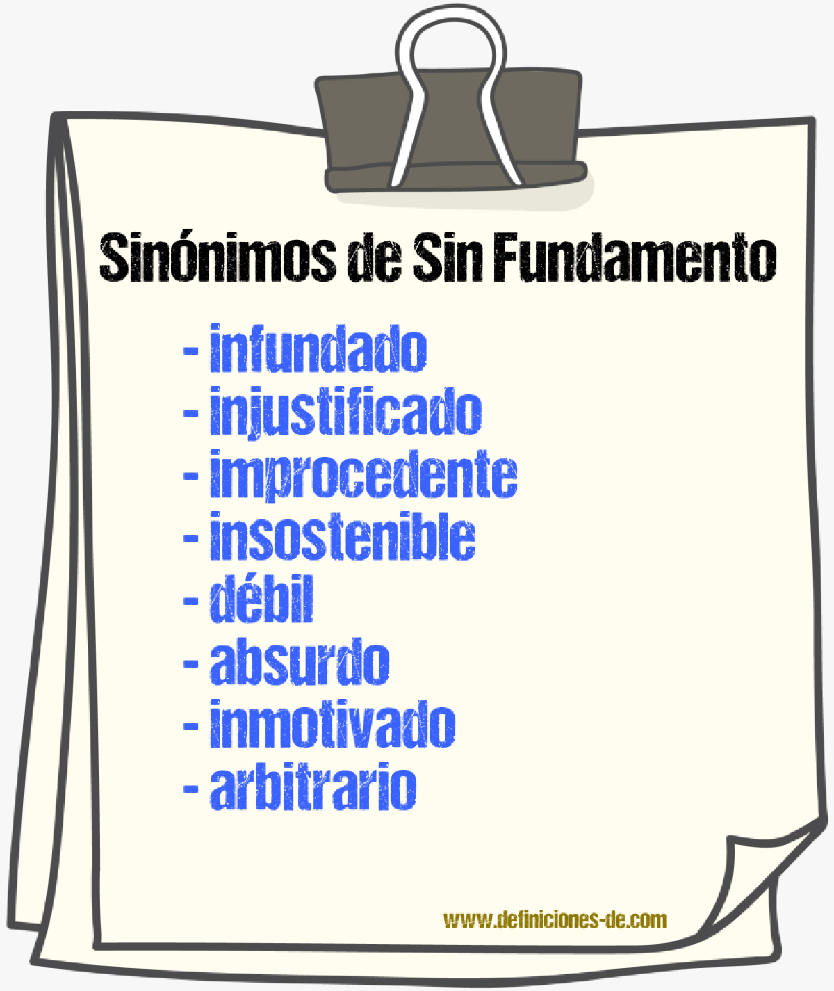 Sinónimos de sin fundamento