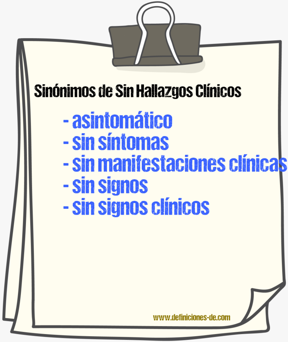 Sinónimos de sin hallazgos clínicos
