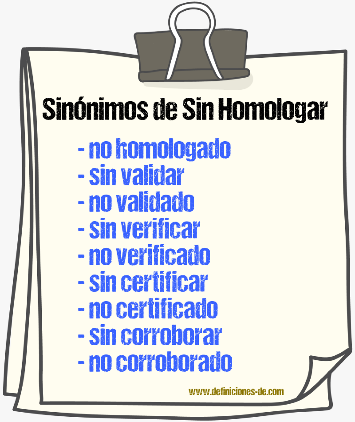 Sinónimos de sin homologar