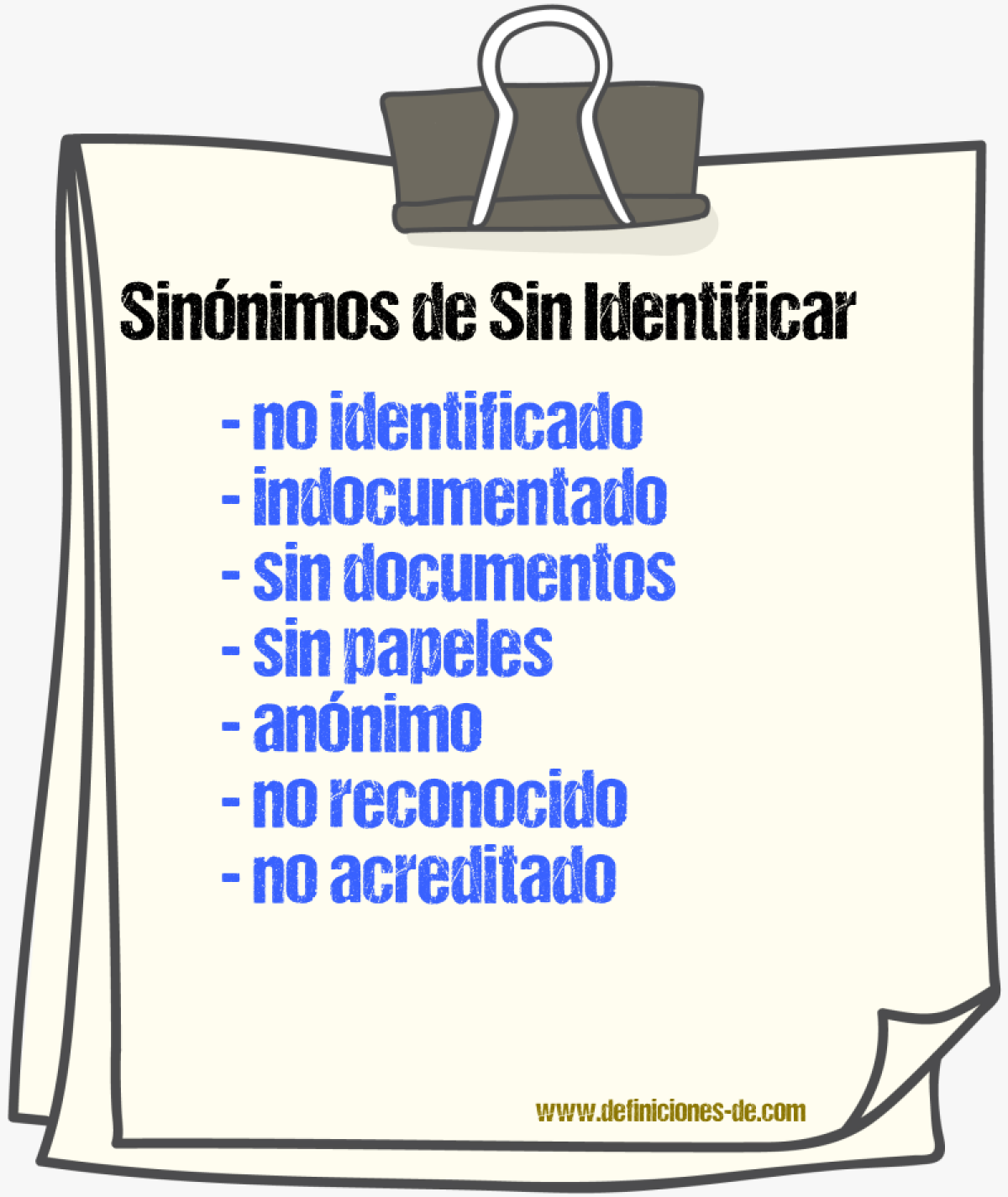 Sinónimos de sin identificar