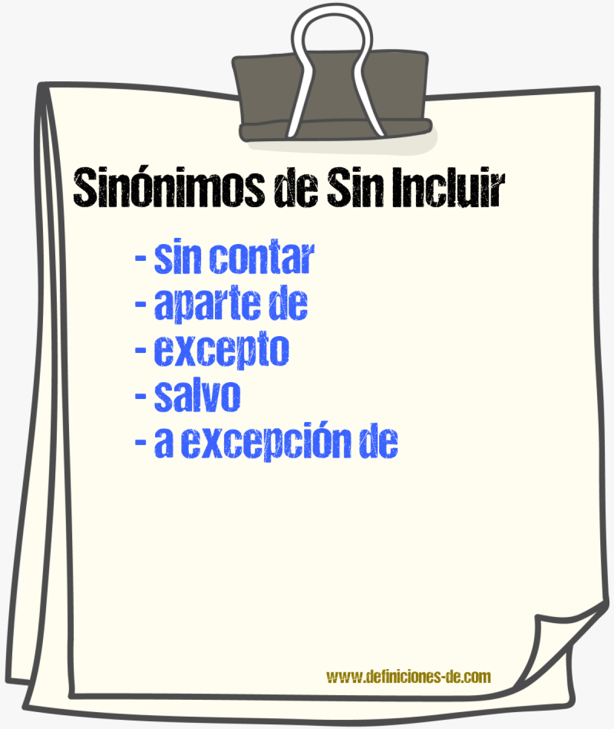 Sinónimos de sin incluir