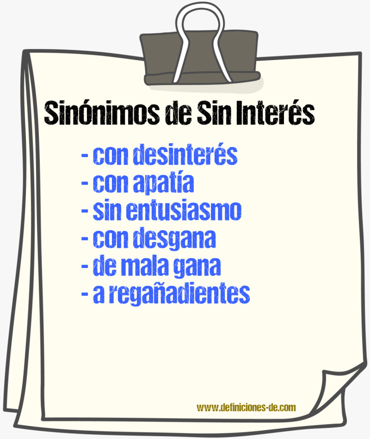 Sinónimos de sin interés