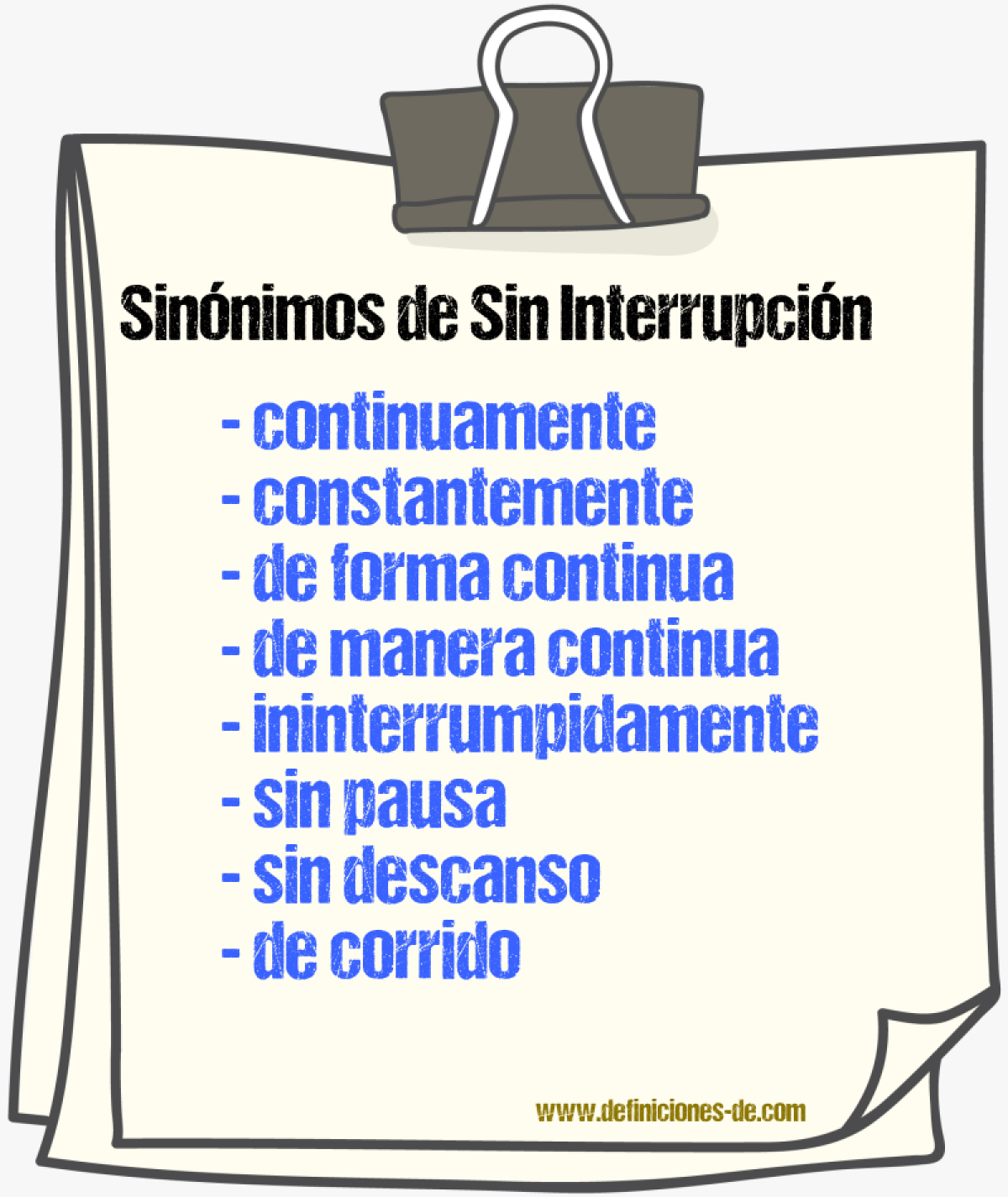 Sinónimos de sin interrupción