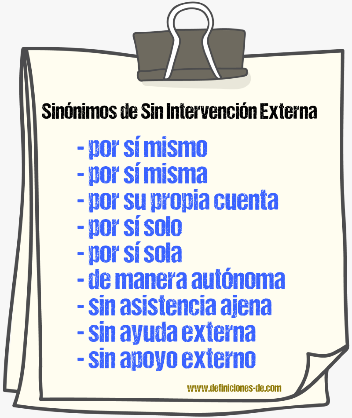 Sinónimos de sin intervención externa