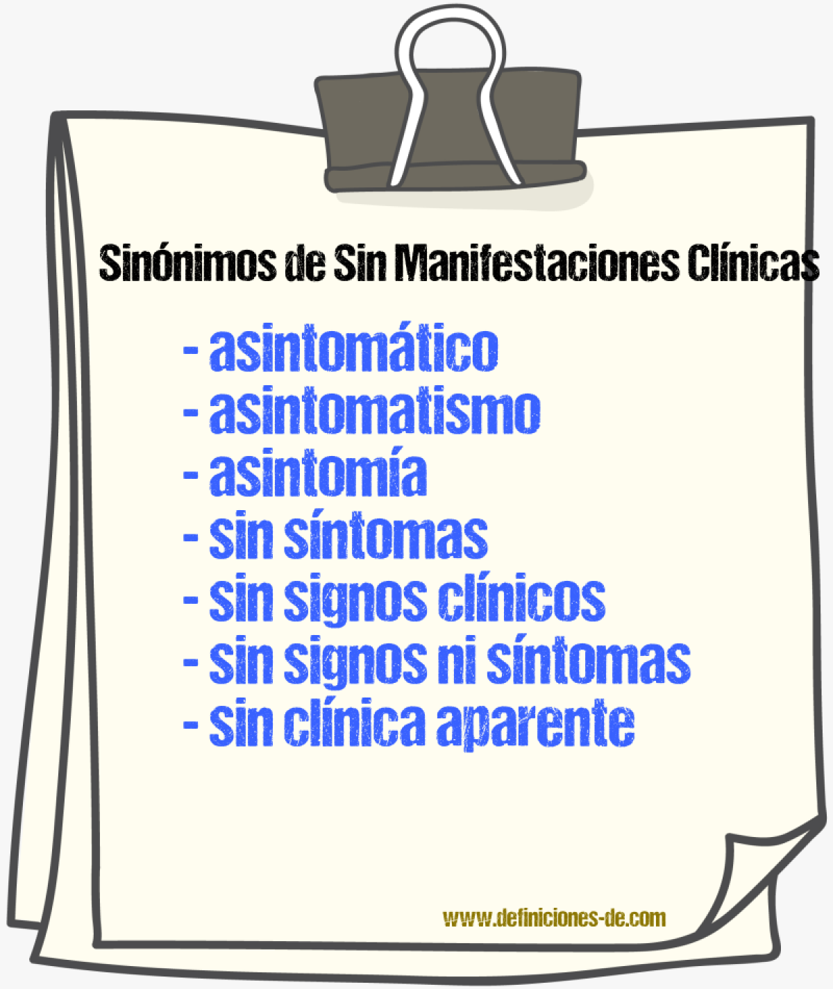 Sinónimos de sin manifestaciones clínicas