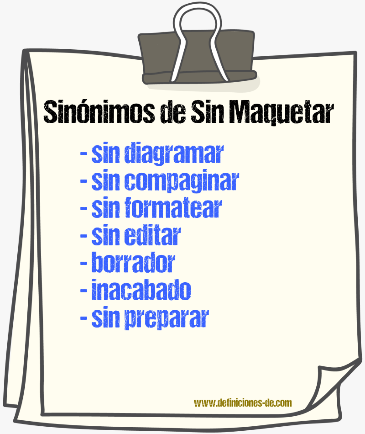 Sinónimos de sin maquetar