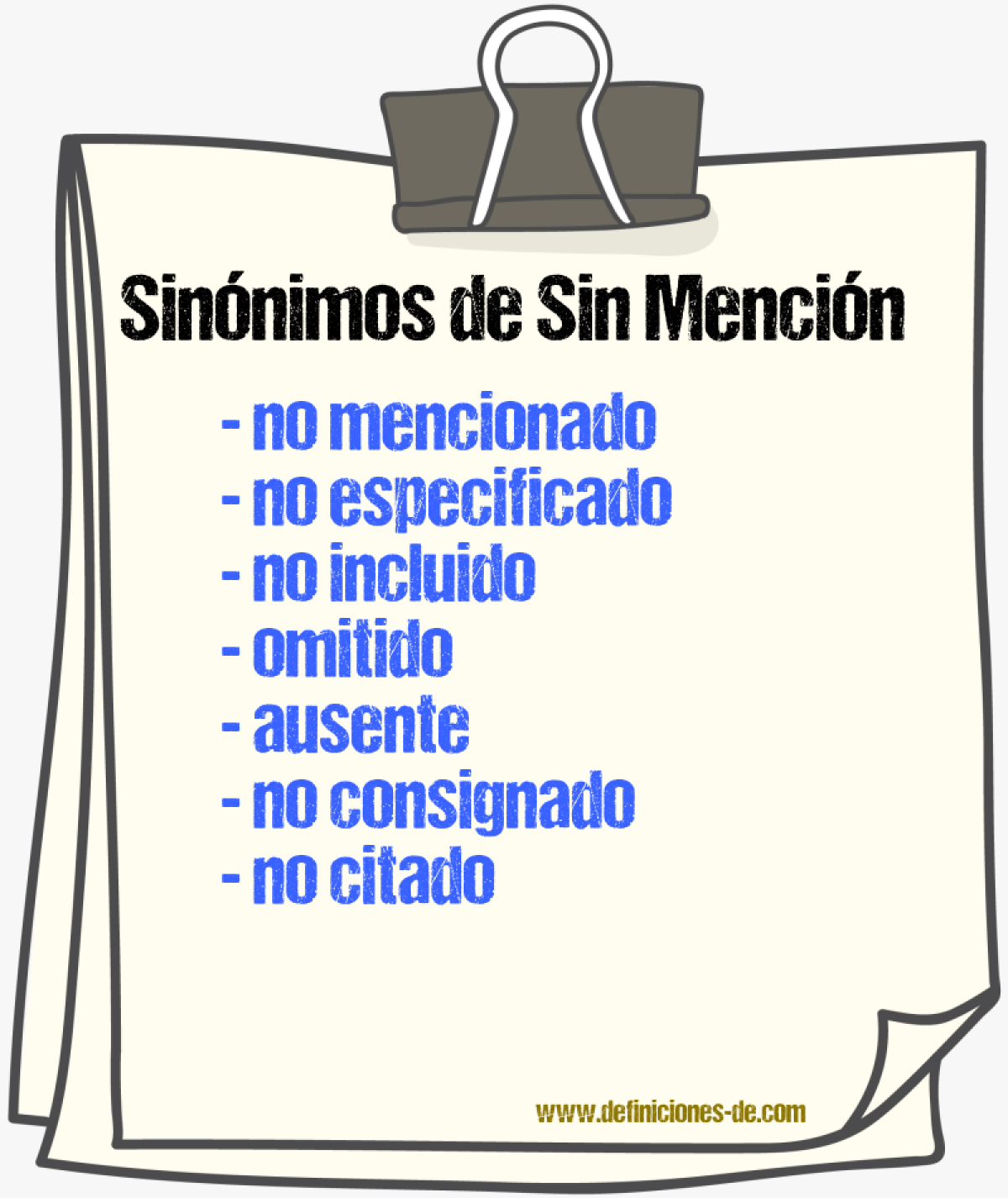 Sinónimos de sin mención