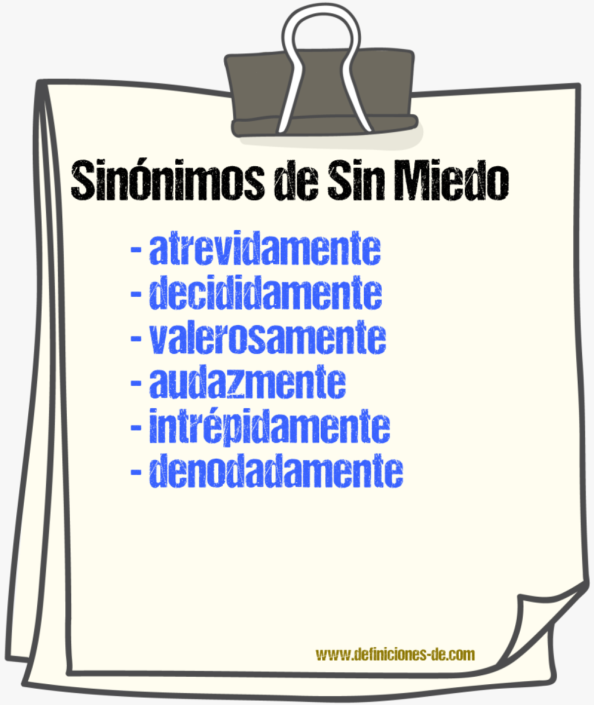 Sinnimos de sin miedo