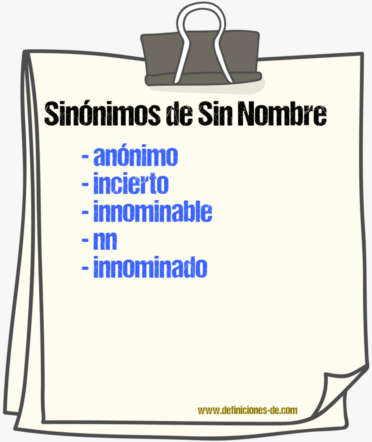 Sinnimos de sin nombre