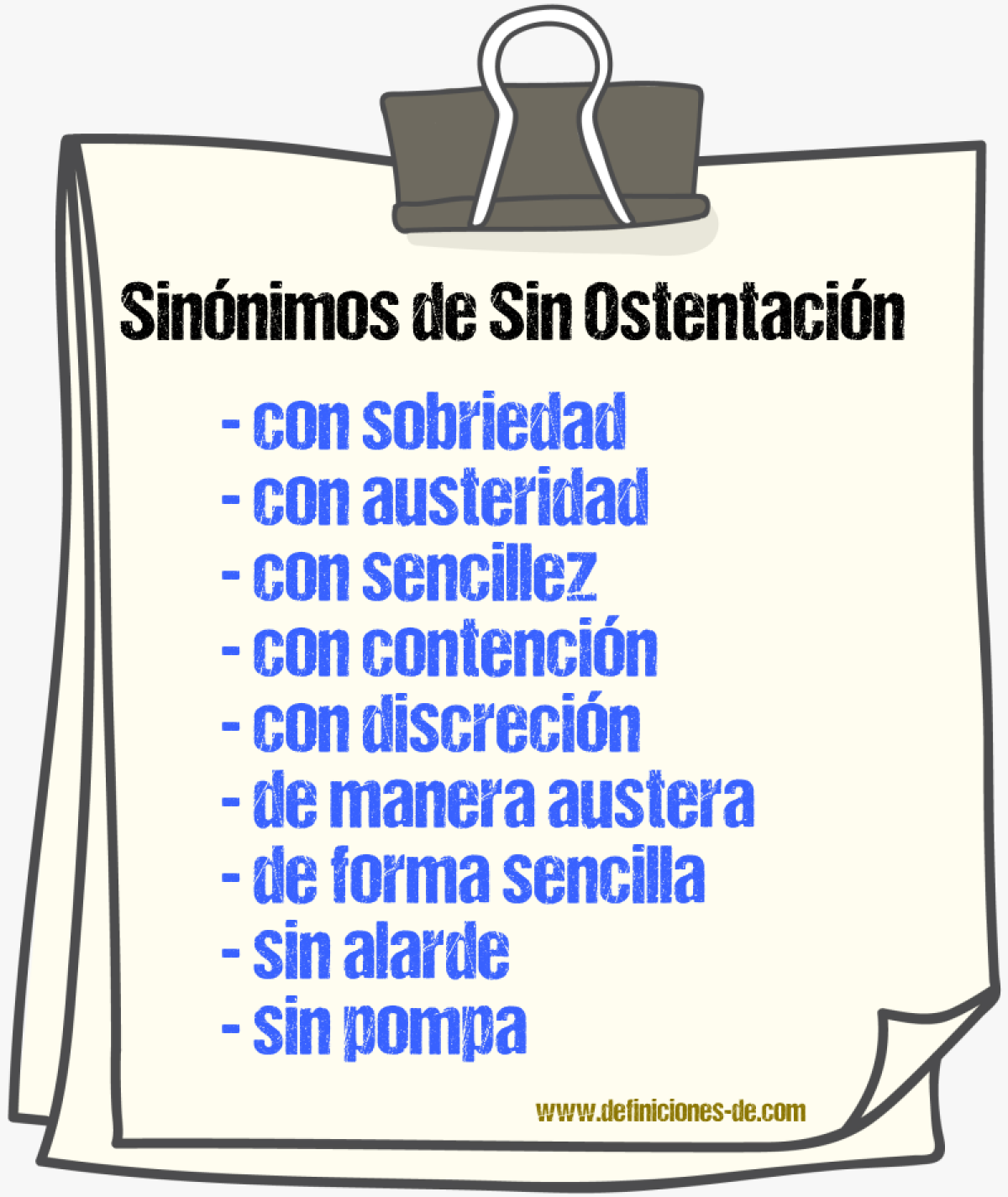 Sinónimos de sin ostentación