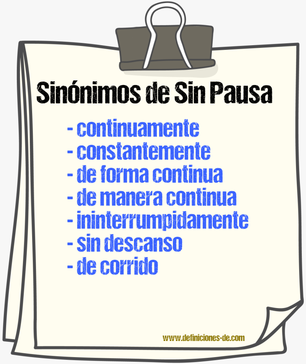 Sinónimos de sin pausa