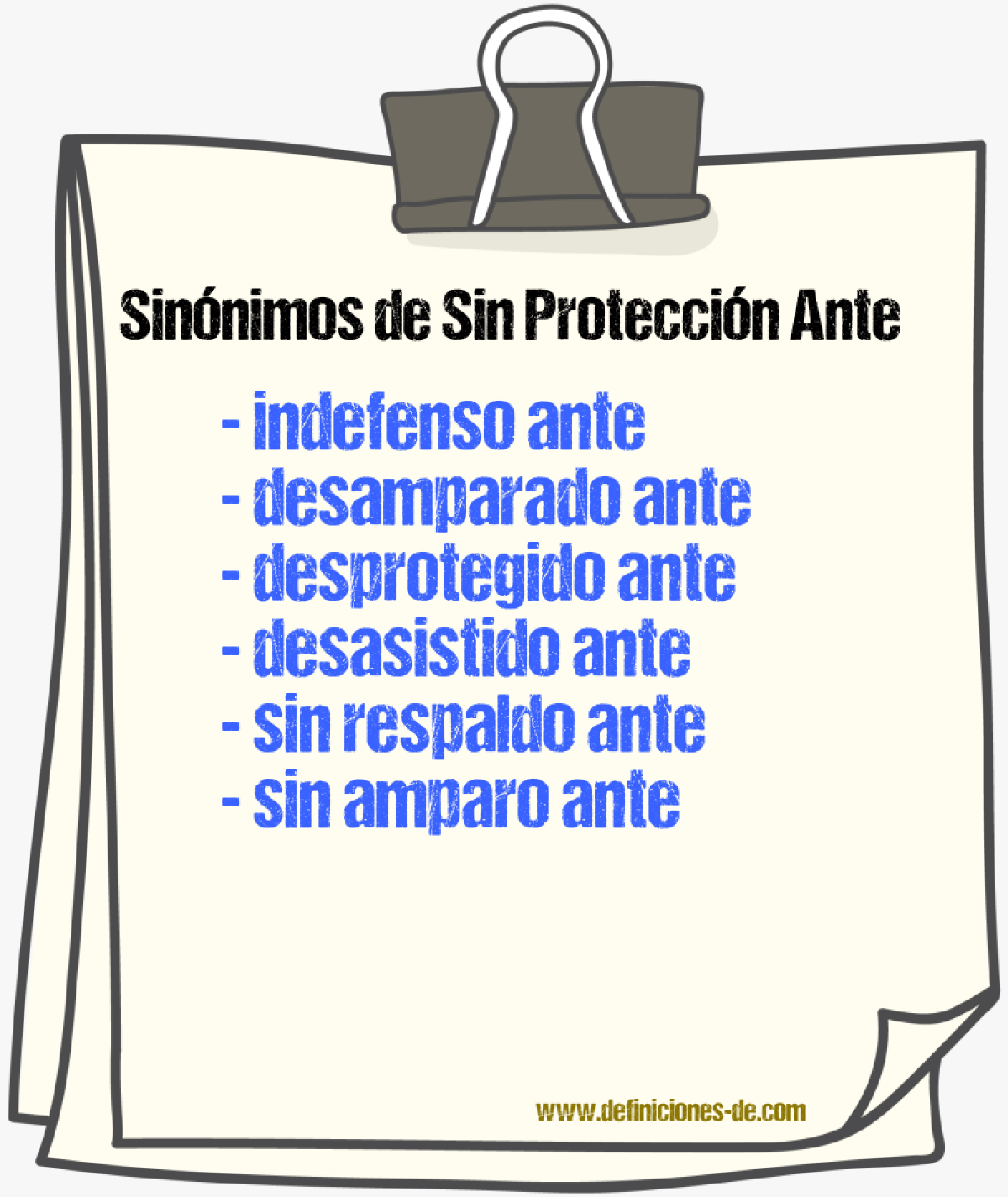 Sinónimos de sin protección ante