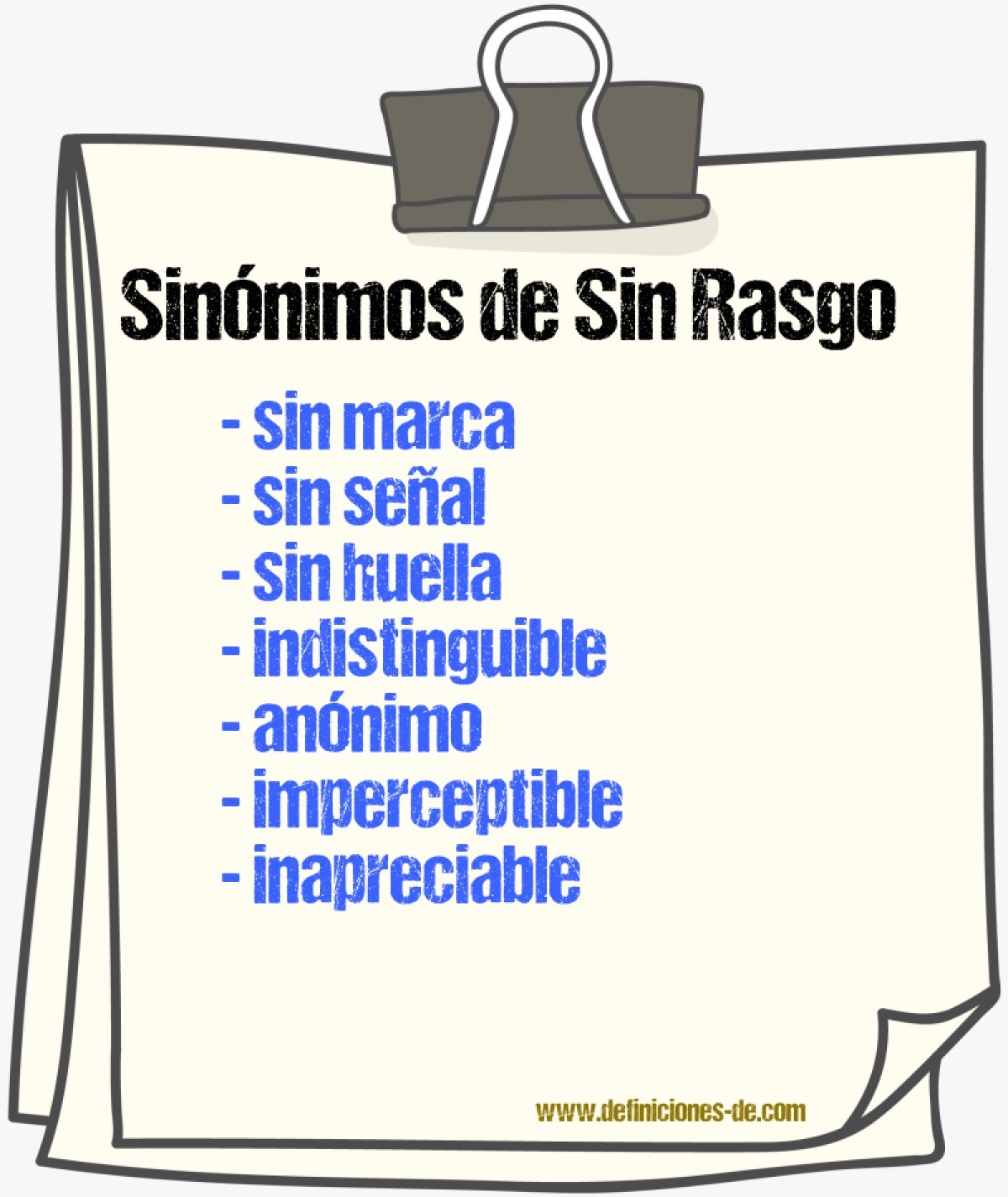 Sinónimos de sin rasgo
