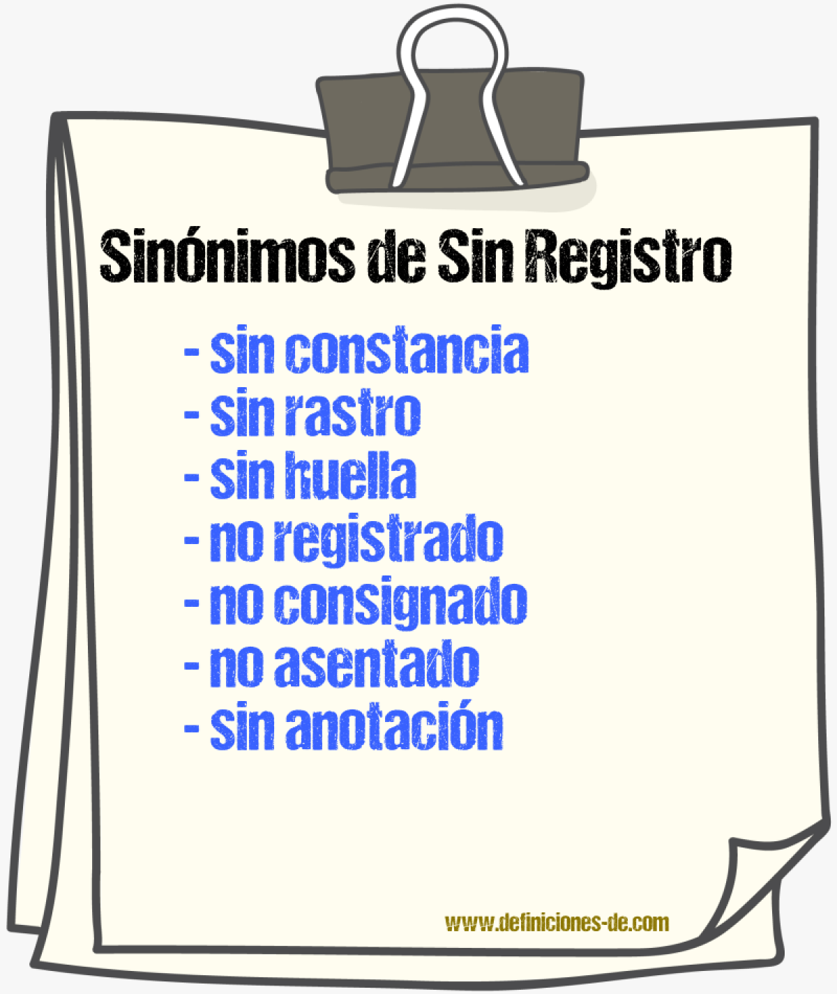 Sinónimos de sin registro