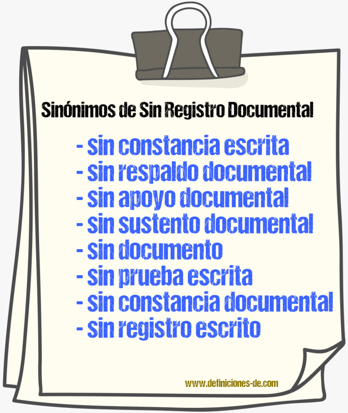 Sinónimos de sin registro documental