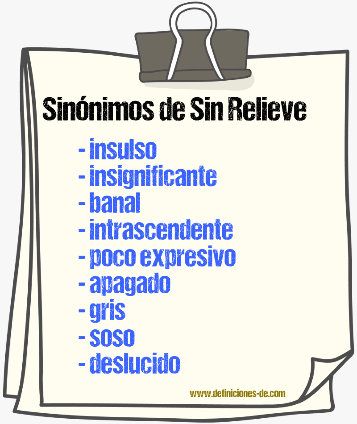 Sinónimos de sin relieve