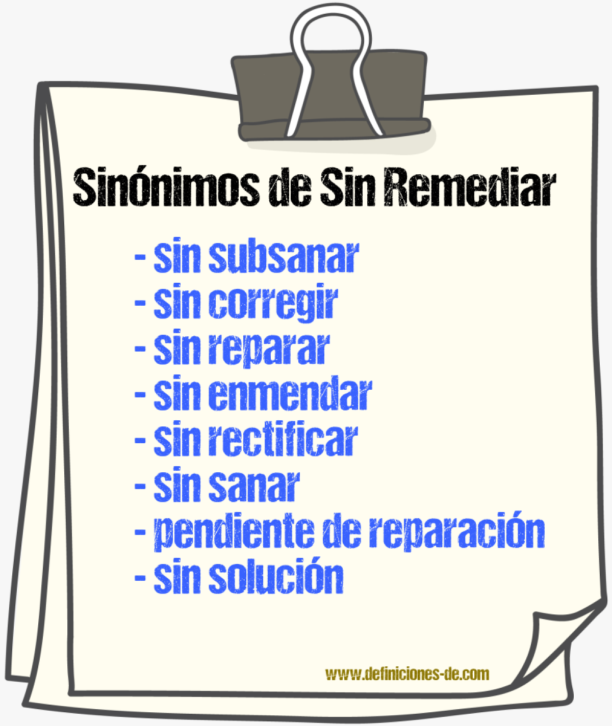 Sinónimos de sin remediar