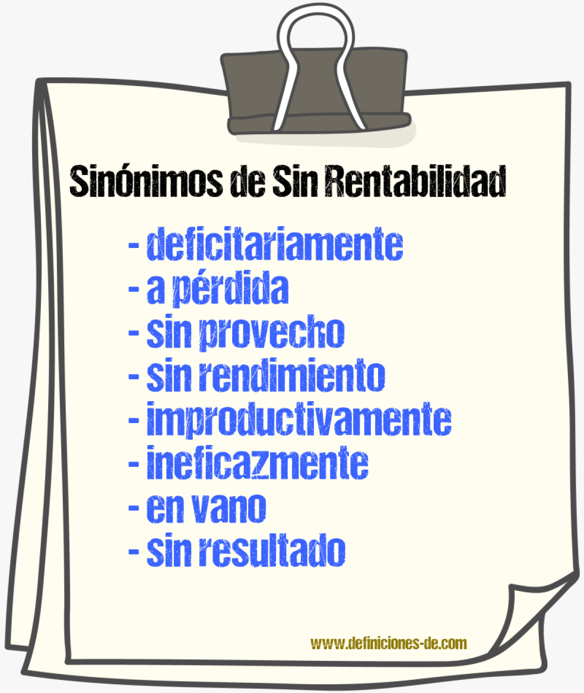 Sinónimos de sin rentabilidad
