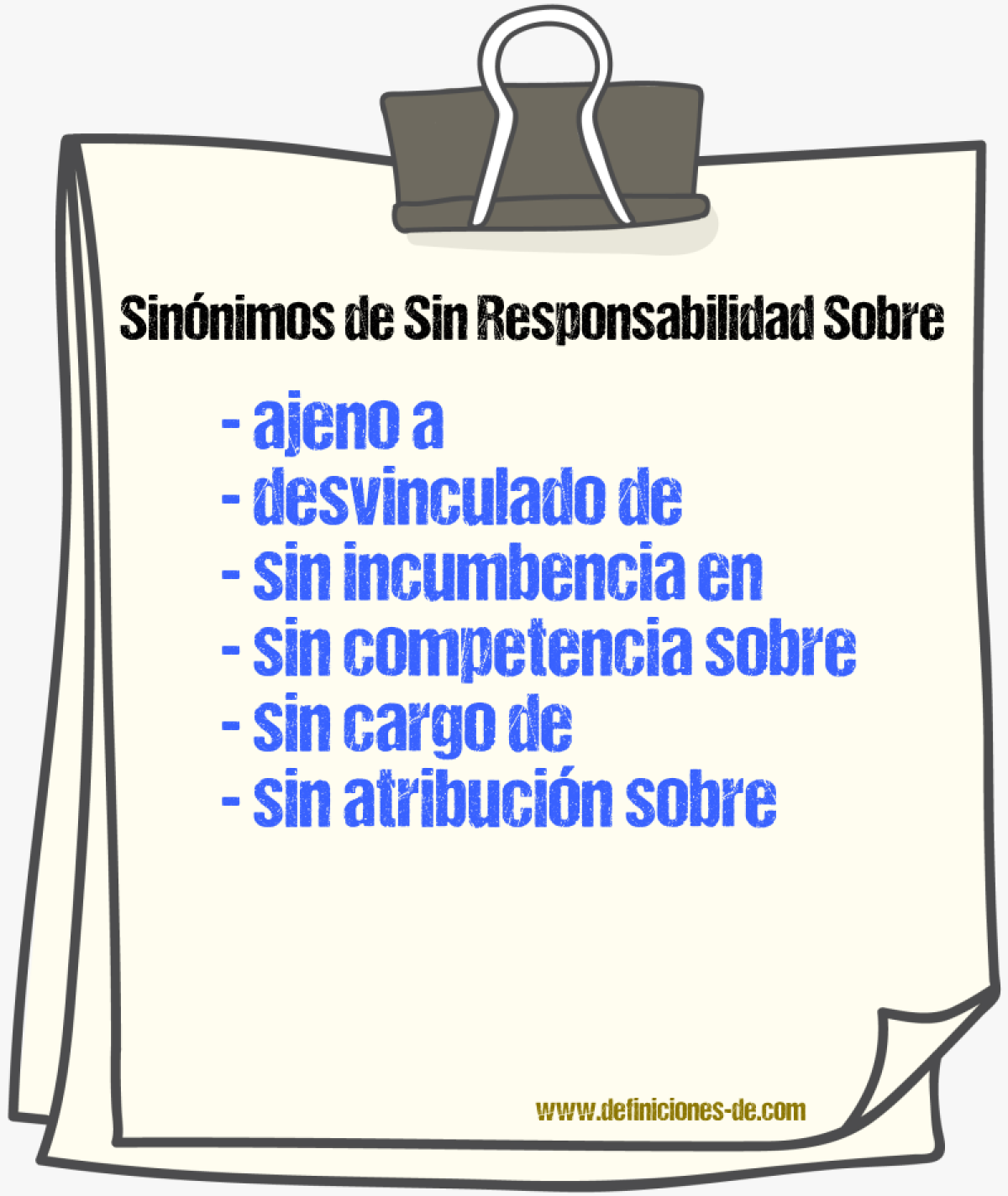 Sinónimos de sin responsabilidad sobre