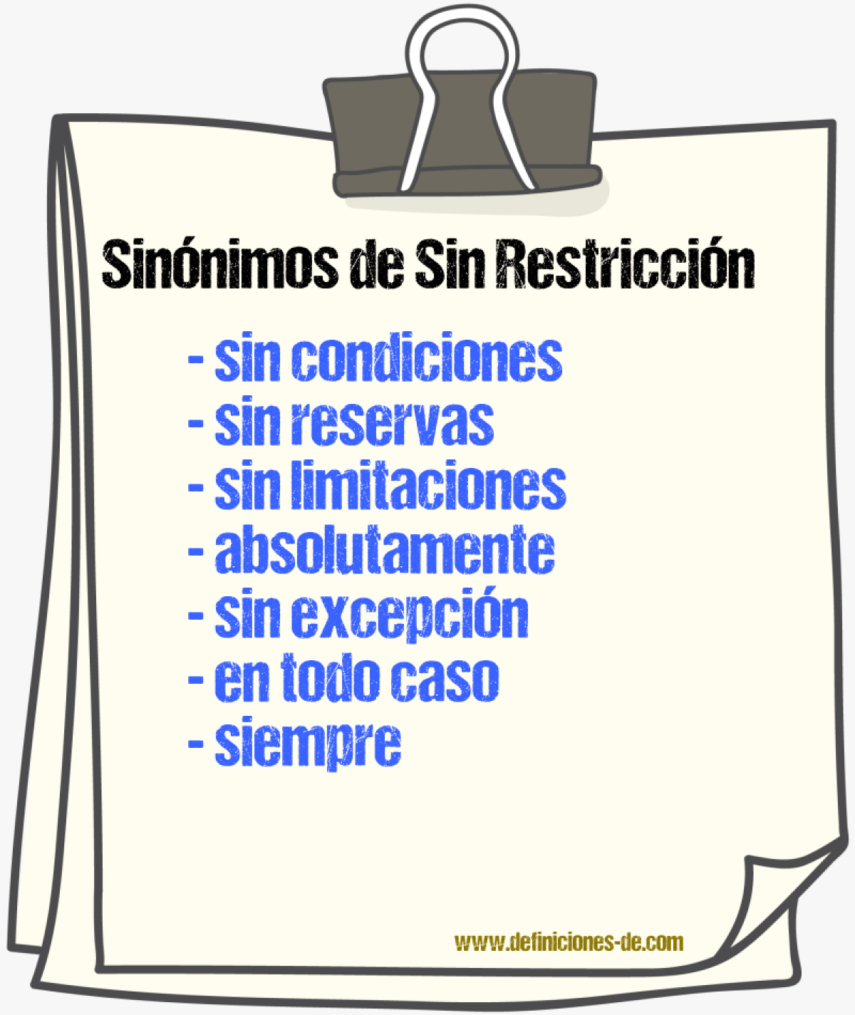 Sinónimos de sin restricción