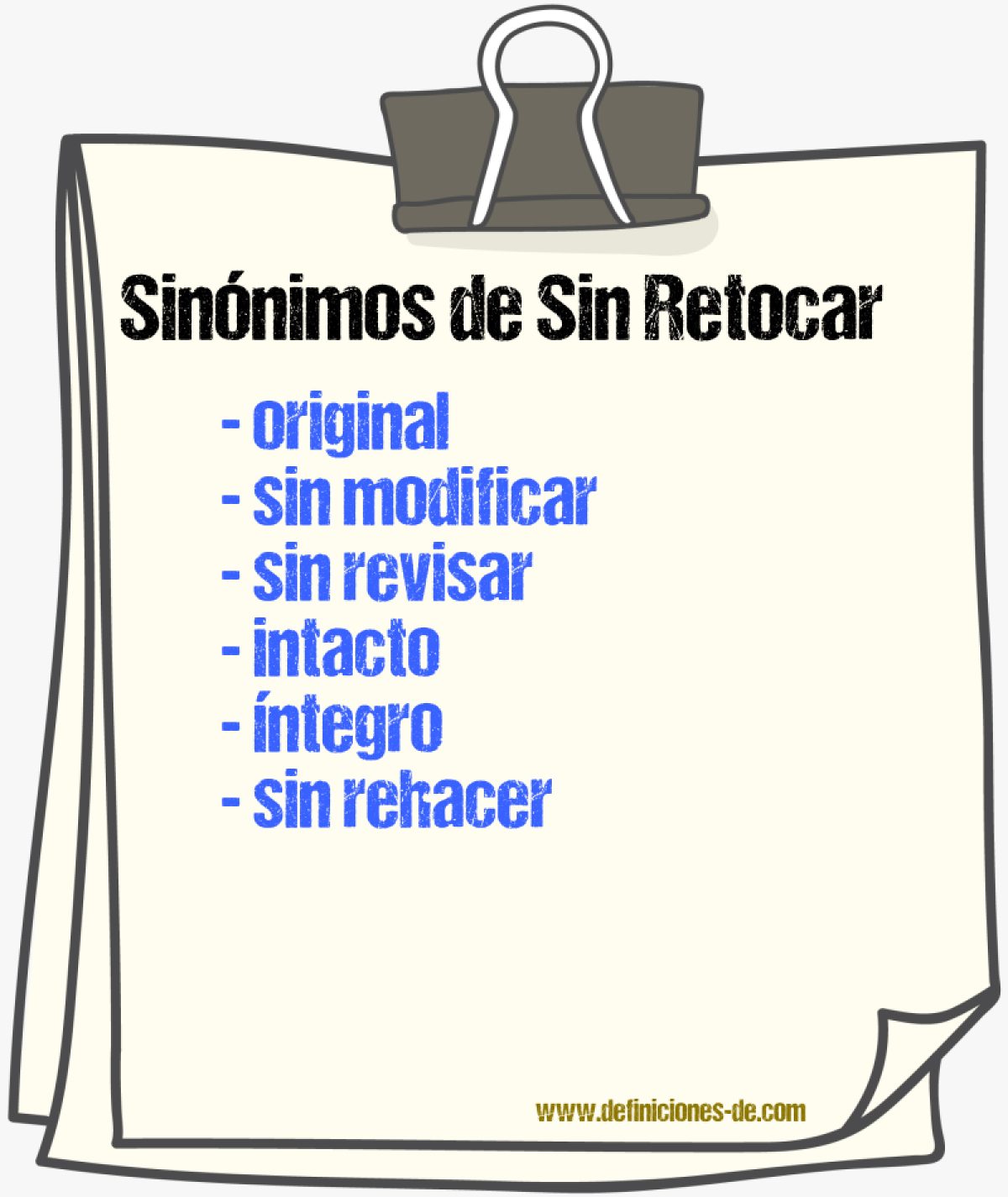 Sinónimos de sin retocar