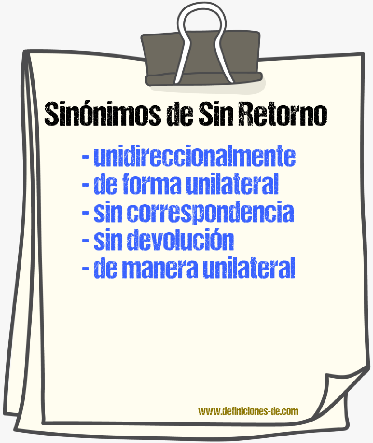 Sinónimos de sin retorno