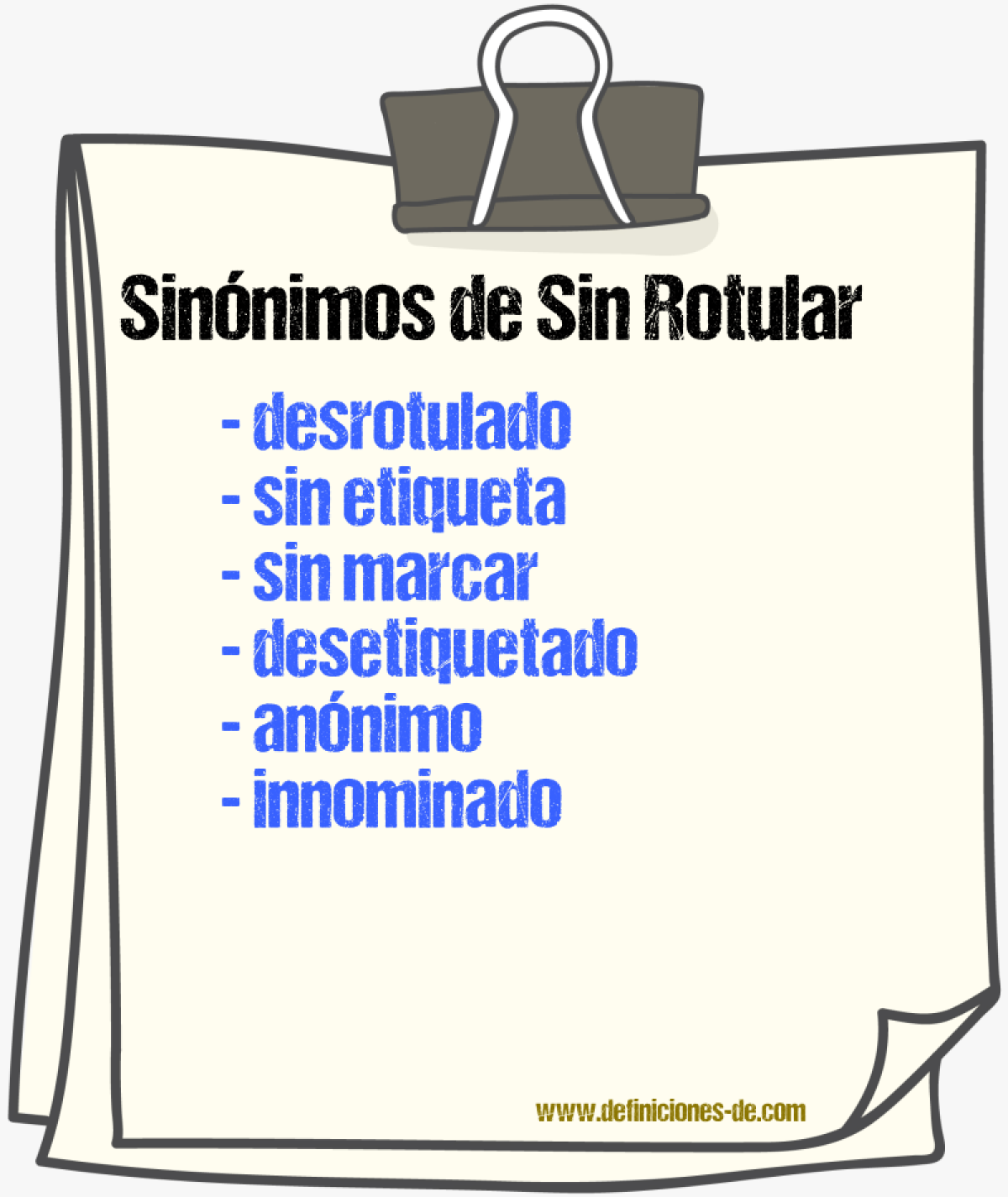 Sinónimos de sin rotular