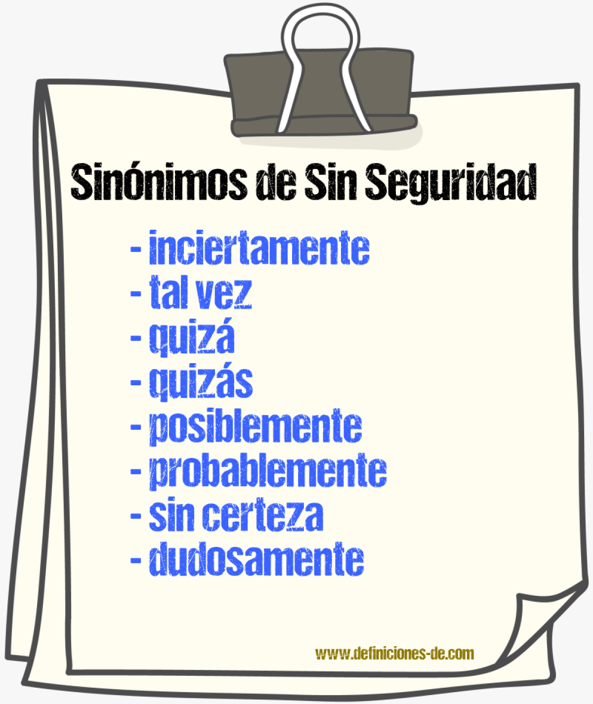 Sinónimos de sin seguridad