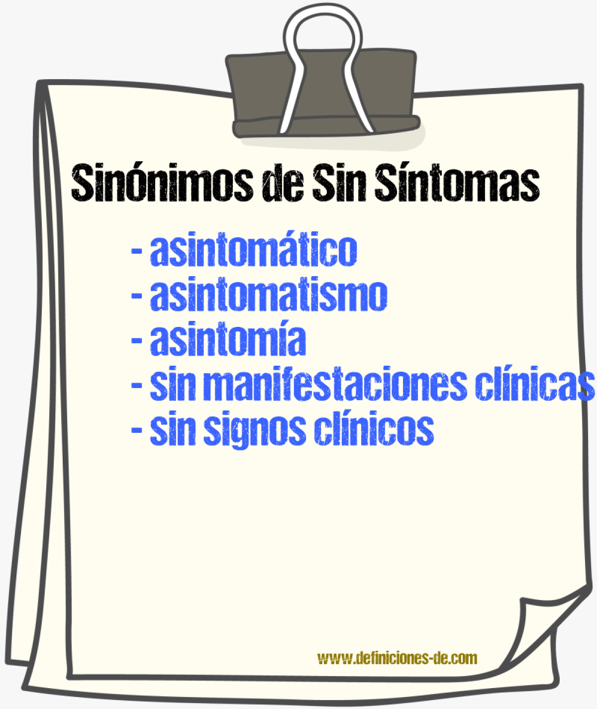 Sinónimos de sin síntomas