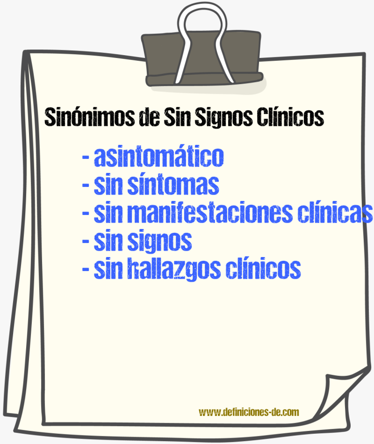 Sinónimos de sin signos clínicos