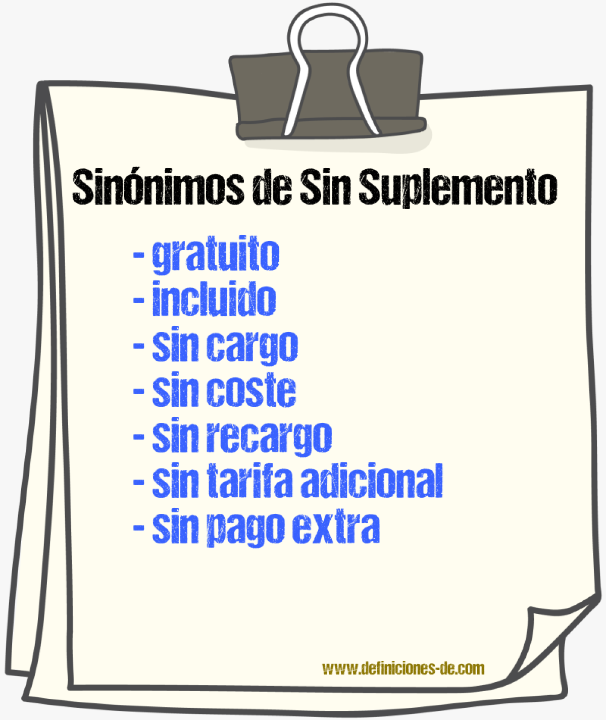 Sinónimos de sin suplemento