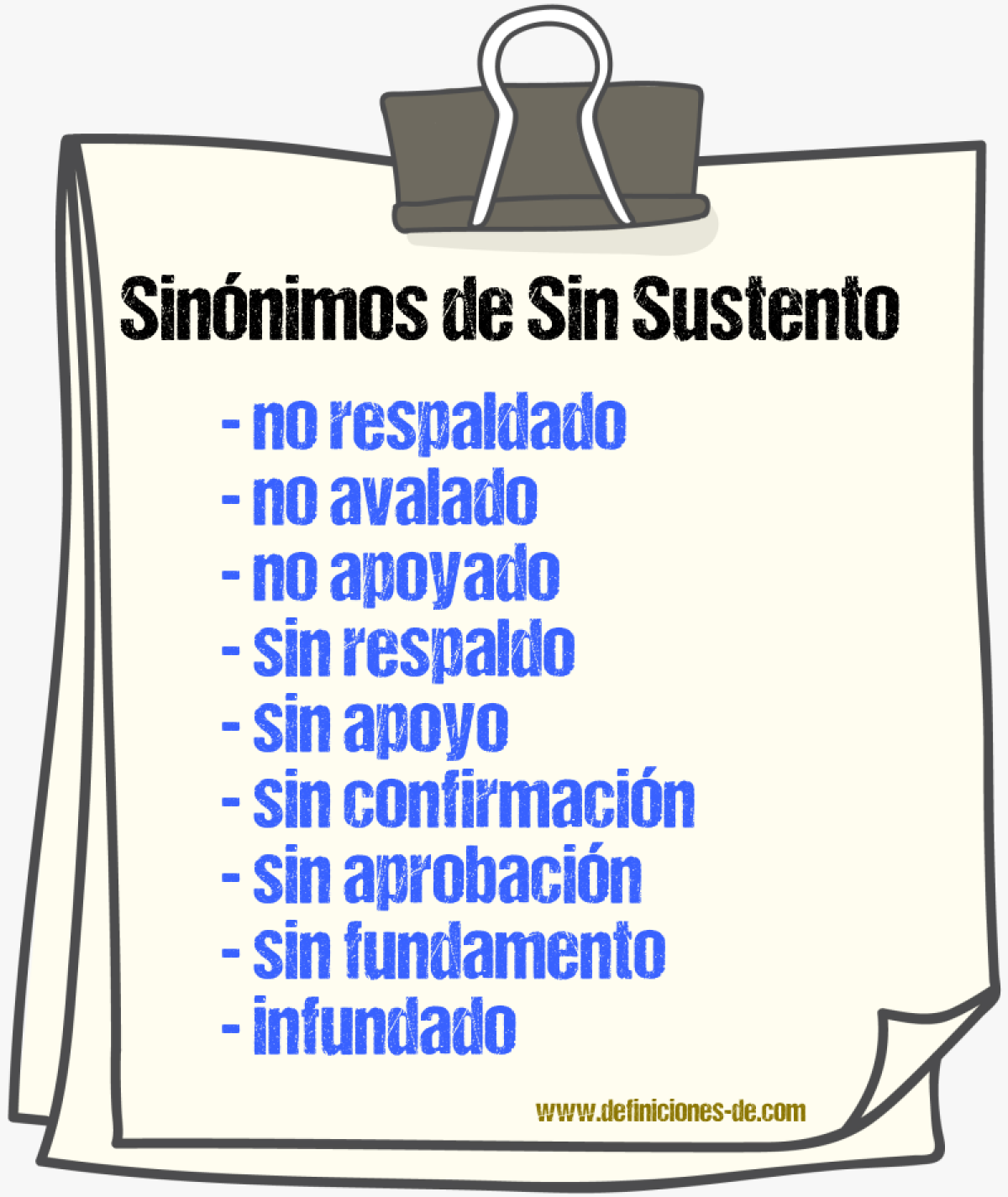 Sinónimos de sin sustento