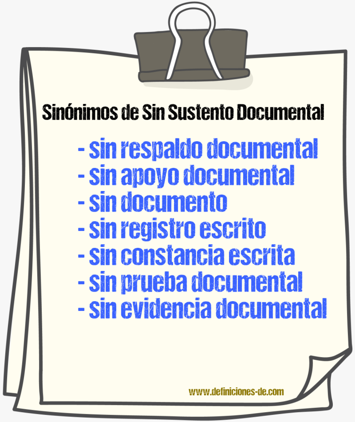 Sinónimos de sin sustento documental