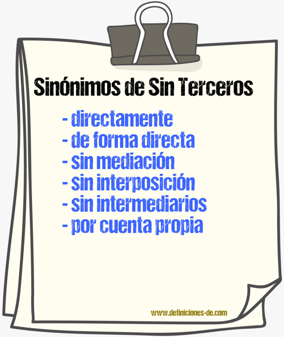 Sinónimos de sin terceros