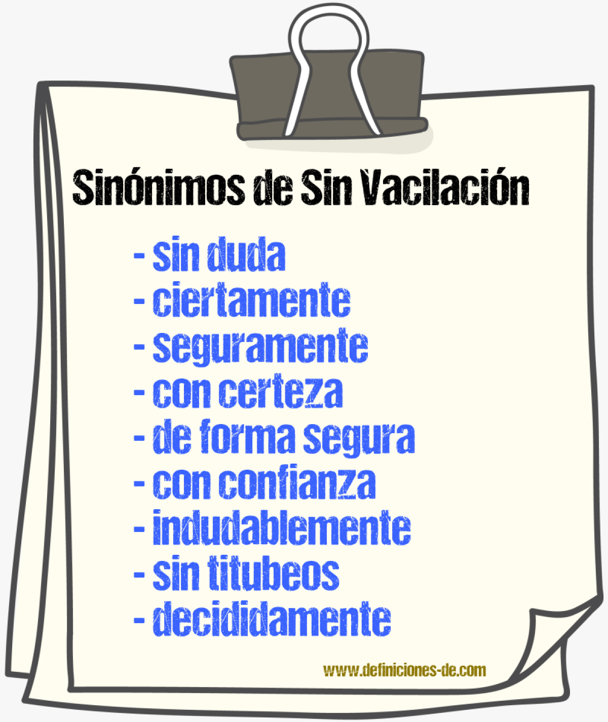 Sinónimos de sin vacilación