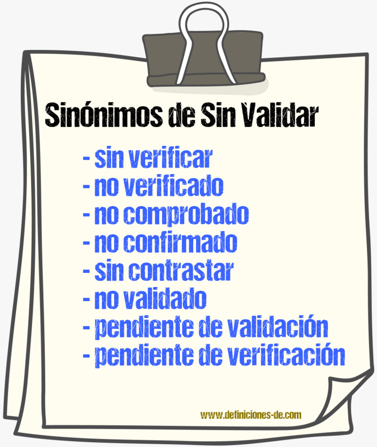 Sinónimos de sin validar