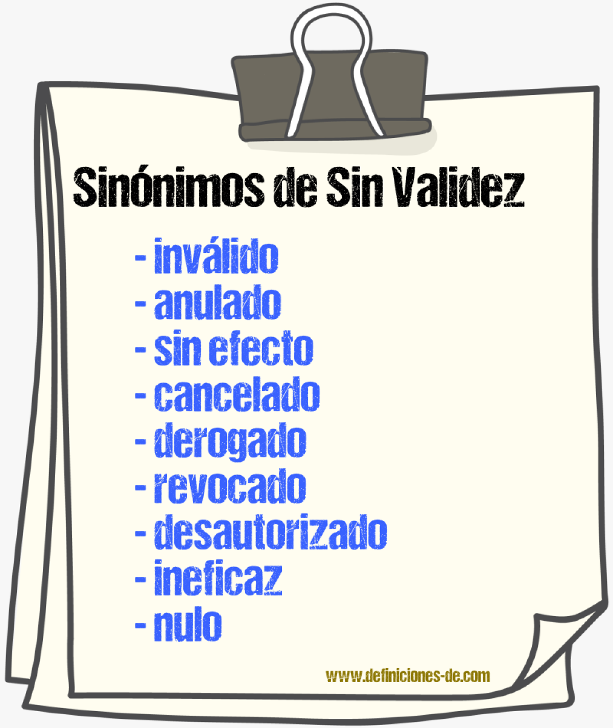 Sinónimos de sin validez