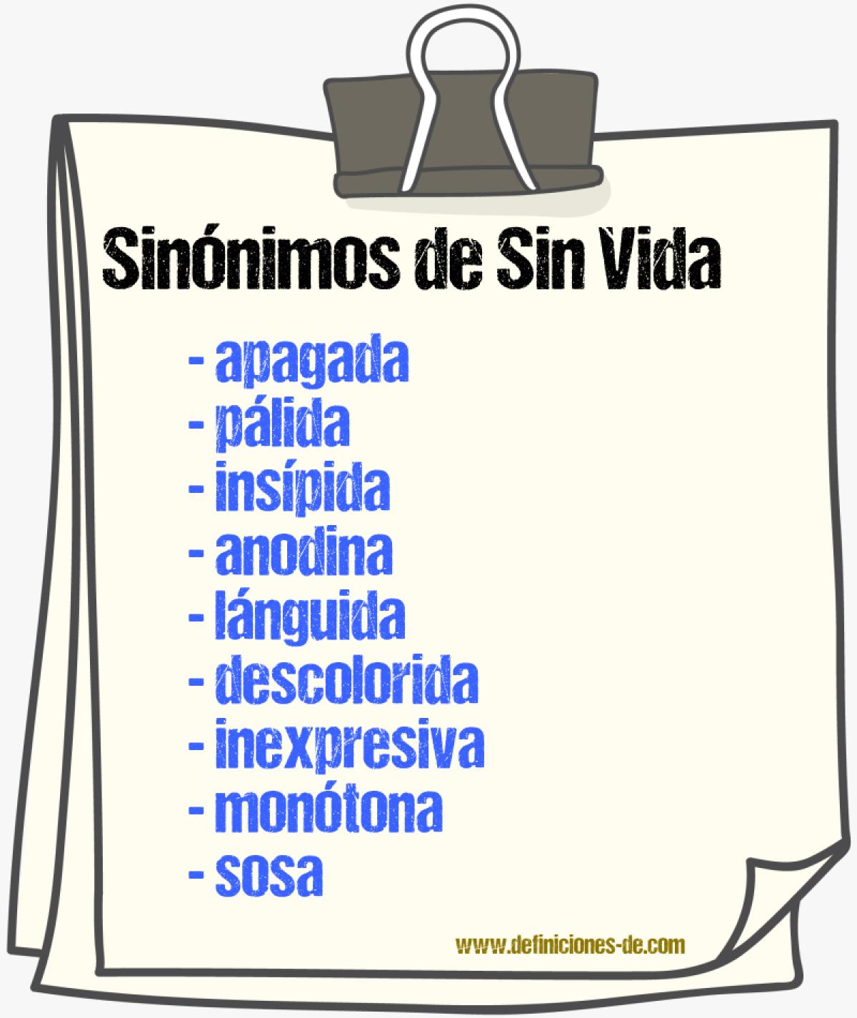 Sinónimos de sin vida