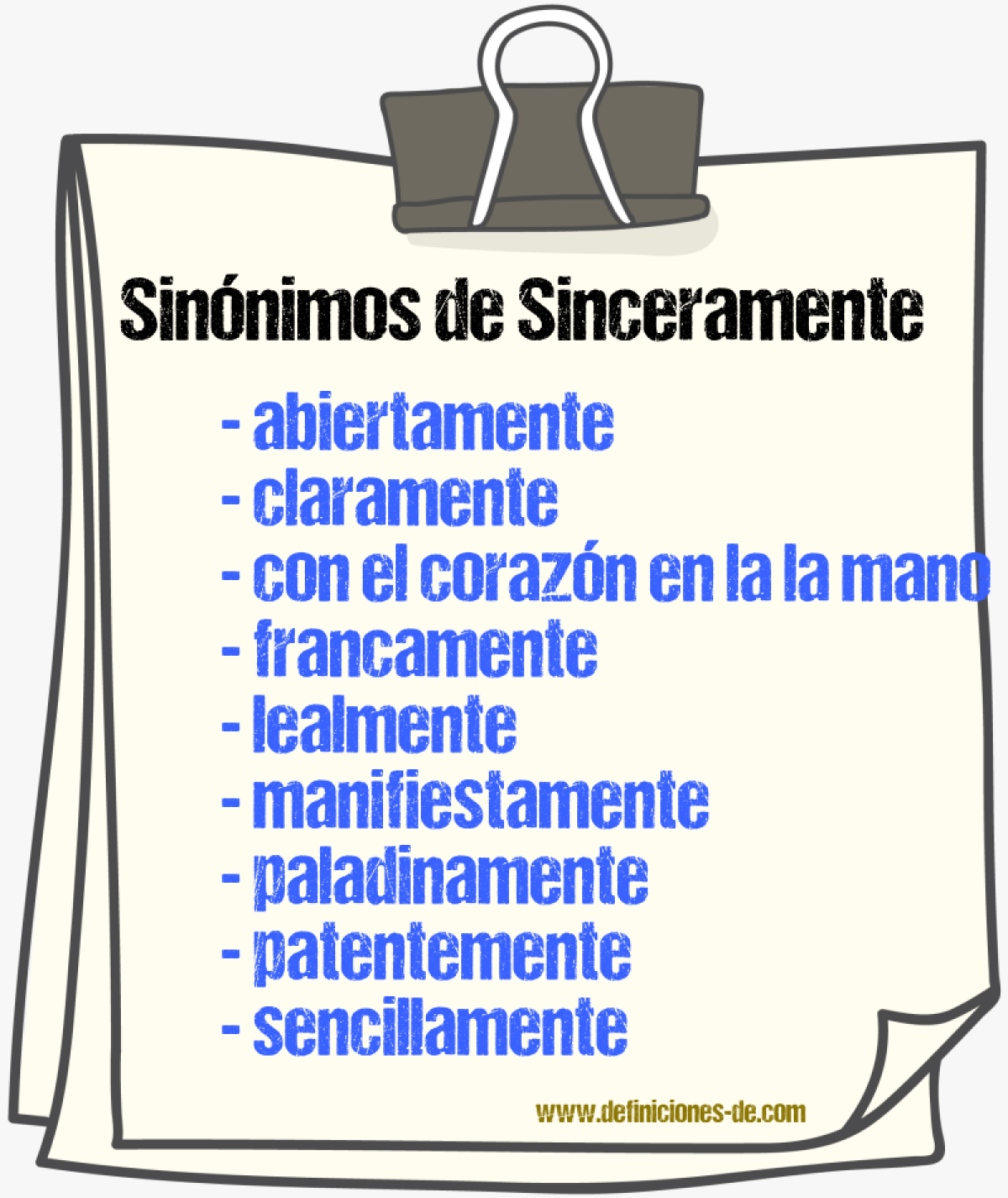 Sinnimos de sinceramente