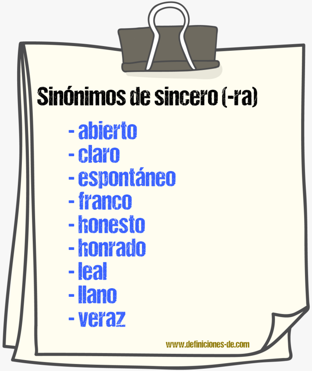 Sinnimos de sincero